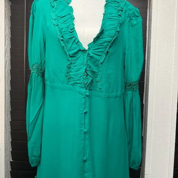 Chic Teal Long Sleeve Maxi Dress - Picture 4 of 15